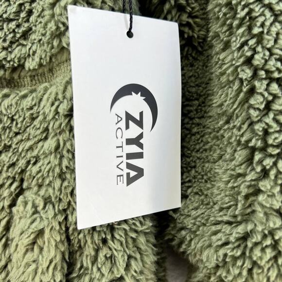 NWT Zyia Active Women's Long Hooded Teddy Jacket Lined Size Small Olive - Picture 5 of 13